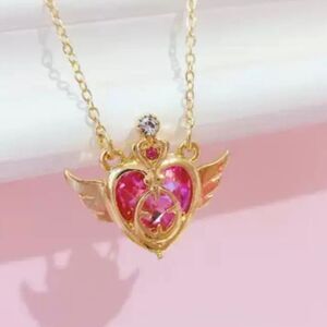 Gold Plated Sailor Moon Crisis Moon Compact Pendant Necklace
